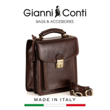 TÚI ĐEO CHÉO DA THẬT MÀU NÂU 9402316-20 - GIANNI CONTI - SẢN XUẤT THỦ CÔNG TỪ ITALY