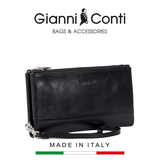 CLUTCH DA THẬT NAM MÀU ĐEN 912211-10 – GIANNI CONTI - SẢN XUẤT THỦ CÔNG TẠI ITALY