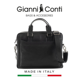 TÚI LAPTOP DA THẬT MÀU ĐEN 2501370-10 – GIANNI CONTI - SẢN XUẤT THỦ CÔNG TẠI ITALY