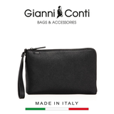 CLUTCH DA THẬT NAM MÀU ĐEN 1812212-10 - GIANNI CONTI - SẢN XUẤT THỦ CÔNG TẠI ITALY