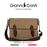 TÚI ĐEO CHÉO DA THẬT MÀU NÂU BE 6022684-609 - GIANNI CONTI - SẢN XUẤT THỦ CÔNG TẠI ITALY