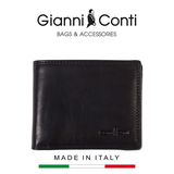 VÍ DA THẬT NAM MÀU ĐEN 917020-10 – GIANNI CONTI - SẢN XUẤT THỦ CÔNG TẠI ITALY