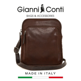 TÚI ĐEO CHÉO DA THẬT MÀU NÂU 4072571-20 - GIANNI CONTI - SẢN XUẤT THỦ CÔNG TỪ ITALY