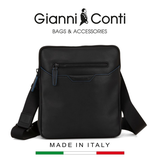 TÚI ĐEO CHÉO DA THẬT MÀU ĐEN 4902770-10 - GIANNI CONTI - SẢN XUẤT THỦ CÔNG TẠI ITALY