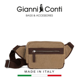 TÚI ĐEO CHÉO DA THẬT MÀU NÂU BE 6025179-609 - GIANNI CONTI - SẢN XUẤT THỦ CÔNG TẠI ITALY