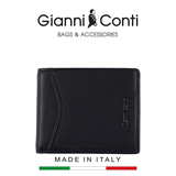 VÍ DA THẬT NAM MÀU ĐEN - XÁM 587750-14 – GIANNI CONTI - SẢN XUẤT THỦ CÔNG TỪ ITALY