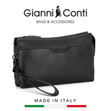 CLUTCH DA THẬT NAM MÀU ĐEN 4902101-10 – GIANNI CONTI - SẢN XUẤT THỦ CÔNG TẠI ITALY