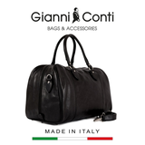 TÚI DU LỊCH DA THẬT MÀU ĐEN 912294-10 - GIANNI CONTI - SẢN XUẤT THỦ CÔNG TỪ ITALY