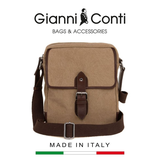 TÚI ĐEO CHÉO DA THẬT MÀU NÂU BE 6022683-609 - GIANNI CONTI - SẢN XUẤT THỦ CÔNG TẠI ITALY