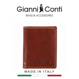 VÍ DA THẬT NAM MÀU NÂU VÀNG 917387-25 – GIANNI CONTI - SẢN XUẤT THỦ CÔNG TẠI ITALY