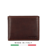 VÍ DA THẬT NAM MÀU NÂU SẪM – GIANNI CONTI - SẢN XUẤT THỦ CÔNG TỪ ITALY