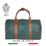 TÚI DU LỊCH DA BÊ MỀM CAO CẤP MÀU FOREST GREEN -  MEDICI OF FLORENCE - SẢN XUẤT THỦ CÔNG TẠI ITALIA