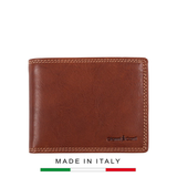 VÍ DA THẬT NAM MÀU NÂU – GIANNI CONTI - SẢN XUẤT THỦ CÔNG TỪ ITALY