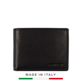 VÍ DA THẬT NAM MÀU ĐEN – GIANNI CONTI - SẢN XUẤT THỦ CÔNG TỪ ITALY