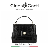 TÚI XÁCH NỮ DA THẬT MÀU ĐEN 9493013-10 – GIANNI CONTI - SẢN XUẤT THỦ CÔNG TẠI ITALY