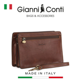 CLUTCH NAM DA THẬT MÀU NÂU NHẠT 912019-25 – GIANNI CONTI - SẢN XUẤT THỦ CÔNG TỪ ITALY