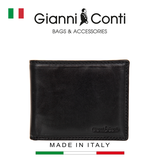 VÍ DA THẬT NAM MÀU ĐEN 9407023-10 – GIANNI CONTI - SẢN XUẤT THỦ CÔNG TẠI ITALY