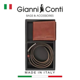 GIFT SET VÍ VÀ THẮT LƯNG DA THẬT MÀU NÂU NHẠT 919969-25 – GIANNI CONTI - SẢN XUẤT THỦ CÔNG TẠI ITALY