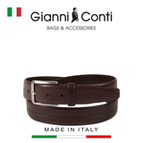 THẮT LƯNG DA THẬT NAM MÀU NÂU ĐEN 5185432-35-28 - GIANNI CONTI - SẢN XUẤT THỦ CÔNG TỪ ITALIA