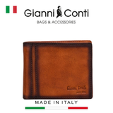 VÍ DA THẬT NAM MÀU NÂU 4067410-25 – GIANNI CONTI - SẢN XUẤT THỦ CÔNG TẠI ITALY