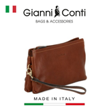 CLUTCH NAM DA THẬT MÀU NÂU 912101-25 – GIANNI CONTI - SẢN XUẤT THỦ CÔNG TỪ ITALY
