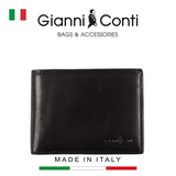VÍ DA THẬT NAM MÀU ĐEN 9407018-10 – GIANNI CONTI - SẢN XUẤT THỦ CÔNG TẠI ITALY