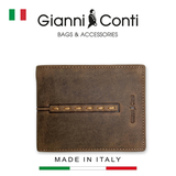 VÍ DA THẬT NAM MÀU NÂU BE 967100-25 – GIANNI CONTI - SẢN XUẤT THỦ CÔNG TẠI ITALY