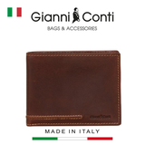 VÍ DA THẬT NAM MÀU NÂU NHẠT 707111-25 – GIANNI CONTI - SẢN XUẤT THỦ CÔNG TẠI ITALY