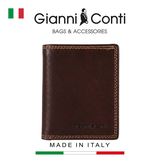VÍ DA THẬT NAM MÀU NÂU ĐEN 917387-28 – GIANNI CONTI - SẢN XUẤT THỦ CÔNG TẠI ITALY