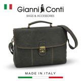 CẶP DA/TÚI XÁCH CÔNG SỞ DA THẬT MÀU GHI XÁM 961257-16 - GIANNI CONTI - SẢN XUẤT THỦ CÔNG TẠI ITALY
