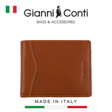 VÍ DA THẬT NAM MÀU NÂU NHẠT 587748-433 – GIANNI CONTI - SẢN XUẤT THỦ CÔNG TẠI ITALY