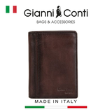 VÍ DA THẬT NAM MÀU NÂU 4068104-20 – GIANNI CONTI - SẢN XUẤT THỦ CÔNG TẠI ITALY
