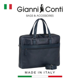 TÚI LAPTOP DA THẬT MÀU XANH 6051320-40 – GIANNI CONTI - SẢN XUẤT THỦ CÔNG TẠI ITALY