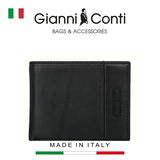 VÍ DA THẬT NAM MÀU ĐEN 6057100-10 – GIANNI CONTI - SẢN XUẤT THỦ CÔNG TẠI ITALY