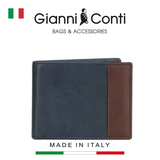 VÍ DA THẬT NAM MÀU XANH 6057100-627 – GIANNI CONTI - SẢN XUẤT THỦ CÔNG TẠI ITALY