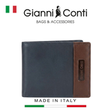 VÍ DA THẬT NAM MÀU XANH 6057100-627 – GIANNI CONTI - SẢN XUẤT THỦ CÔNG TẠI ITALY