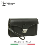 CLUTCH NAM FULL-GRAIN LEATHER MÀU ĐEN – OLD ANGLER - SẢN XUẤT THỦ CÔNG TỪ ITALY