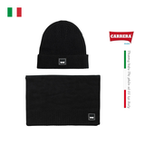 SET MŨ LEN VÀ KHĂN QUÀNG CỔ MÀU ĐEN 350292R - CARRERA JEANS- NHẬP KHẨU CHÍNH NGẠCH TỪ ITALIA