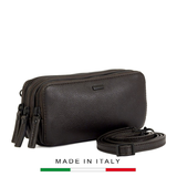 CLUTCH DA THẬT NAM MÀU NÂU ĐEN GWEN – GIANNI CONTI - SẢN XUẤT THỦ CÔNG TỪ ITALY