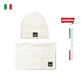 SET MŨ LEN VÀ KHĂN QUÀNG CỔ MÀU TRẮNG 350292R - CARRERA JEANS- NHẬP KHẨU CHÍNH NGẠCH TỪ ITALIA