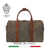 TÚI DU LỊCH DA BÊ MỀM CAO CẤP MÀU MILITARY 9277 SAND -  MEDICI OF FLORENCE - SẢN XUẤT THỦ CÔNG TẠI ITALIA