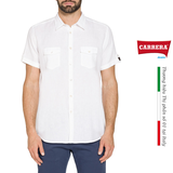 ÁO SƠ MI NAM CỘC TAY MÀU TRẮNG VẢI LANH – CARRERA JEANS - NHẬP KHẨU CHÍNH HÃNG TỪ Ý
