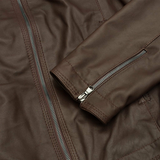 ÁO KHOÁC DA NAM MÀU NÂU ERMES - MASSIMO ROMOLINI - NHẬP KHẨU CHÍNH HÃNG TỪ Ý