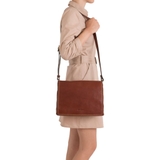 TÚI ĐEO CHÉO DA THẬT MÀU NÂU 914367-28 - GIANNI CONTI - SẢN XUẤT THỦ CÔNG TẠI ITALY