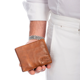 VÍ DA NAM MÀU NÂU 4207220 - RAUL - Tan – GIANNI CONTI - SẢN XUẤT THỦ CÔNG TỪ ITALY