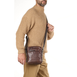 TÚI NAM ĐEO CHÉO DA BÒ 4072572 - FOSTER - Brown - GIANNI CONTI - SẢN XUẤT THỦ CÔNG TỪ ITALY