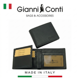 VÍ DA THẬT NAM MÀU ĐEN 587012-10 – GIANNI CONTI - SẢN XUẤT THỦ CÔNG TẠI ITALY