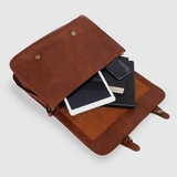 TÚI ĐEO CHÉO NAM DA CALFSKIN 5600 - MAHOGANY -  MEDICI OF FLORENCE - SẢN XUẤT THỦ CÔNG TẠI ITALY