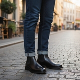 GIÀY BOOTS DA NAM (DA THẬT) MÀU ĐEN - DUCA DI MORRONE - SẢN XUẤT TẠI ITALY