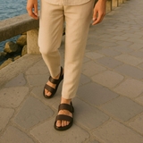 DÉP SANDAL NAM DA THẬT CAO CẤP MÀU NÂU - DUCA DI MORRONE - SẢN XUẤT TẠI ITALY